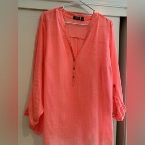 ANA Neon Coral Blouse 1X and 2X